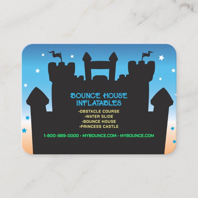 BOUNCE HOUSE INFLATABLES FIESTA de sus tarjetas de (Anverso)