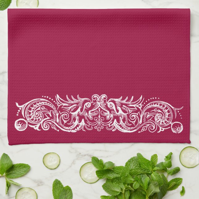 Bound Monsters White Print Kitchen Toalla (Doblado)