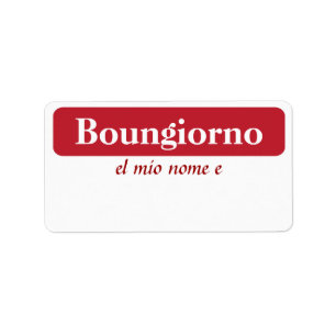 Boungiorno mi nombre es… etiquetas