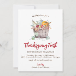 Bountiful Bushel Basket Thanksgiving Invitación