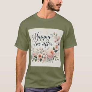 Bouquet acuarela feliz después de la camiseta de l