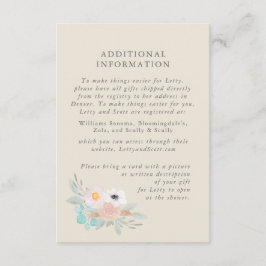 Bouquet acuarela, tarjeta de información sobre duc