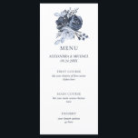 Bouquet azul | Menú Boda floral<br><div class="desc">Esta elegante y sencilla carta de bodas cuenta con ricas y profundas flores y hojas azules polvorientas. Hemos usado arte a través de LABFcreations.</div>