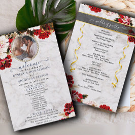 Bouquet de Borgoña Con Programa De Boda De Mármol