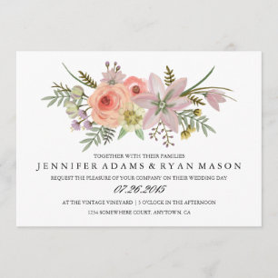 Bouquet de flores acuáticas   Invitación a la boda