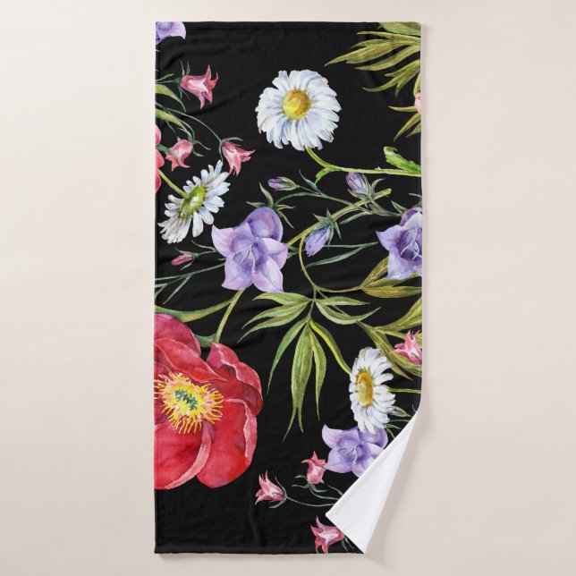 Bouquet de flores acuáticas: patrón sin foco (Toalla de baño)