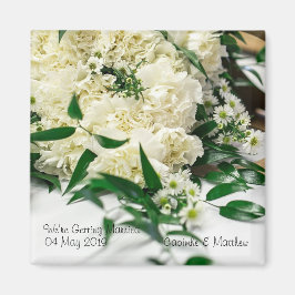 Bouquet de flores blancas salva el imán de la fech