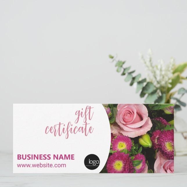 BOUQUET DE FLORES CERTIFICADO DE REGALO DE LOGOTIP (Anverso de pie)