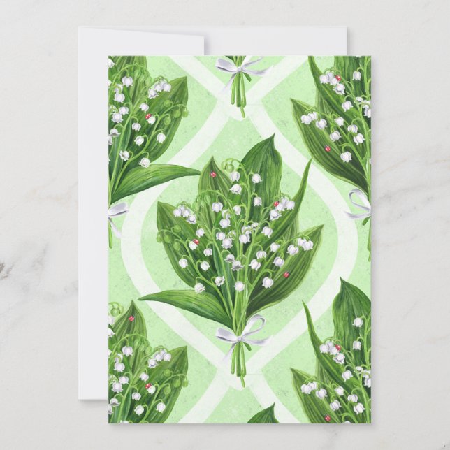 Bouquet de flores de lirio del valle sobre verde (Anverso)