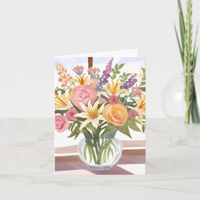 Bouquet de flores de primavera | Tarjeta floral de (Anverso)