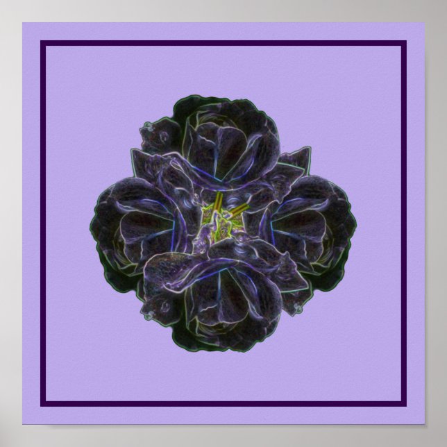 Bouquet de flores moradas arte abstracto (Frente)