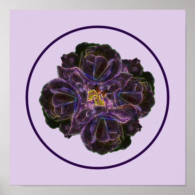 Bouquet de flores moradas arte abstracto (Frente)