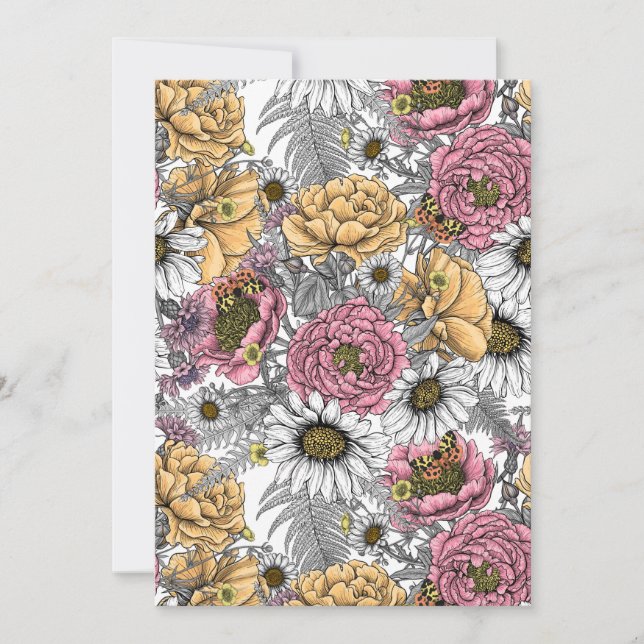 Bouquet de flores - rosas, peonías, daisies y fe (Anverso)