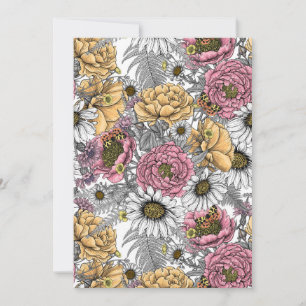 Bouquet de flores - rosas, peonías, daisies y fe