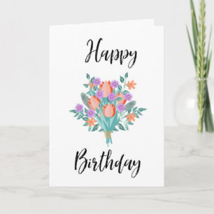 Bouquet de la tarjeta de cumpleaños feliz