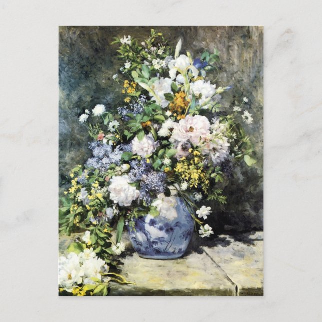 "Bouquet de primavera" de Renoir - postal (Anverso)