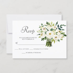 Bouquet Floral Blanco Elegante Boda RSVP