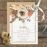 Bouquet floral de otoño con invitación a la Boda d<br><div class="desc">La caída es un momento hermoso para un boda, y los colores de esta invitación lo muestran. Los tonos suaves de tierra de roya, marrón, tostada y crema con un follaje verde tierra se salpican con un falso borde purpurina dorado. Esta invitación, que forma parte de la suite de cartas...</div>