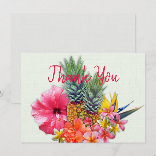 Bouquet hawaiano Gracias Cartas de Nota en Blanco (Anverso / Reverso)