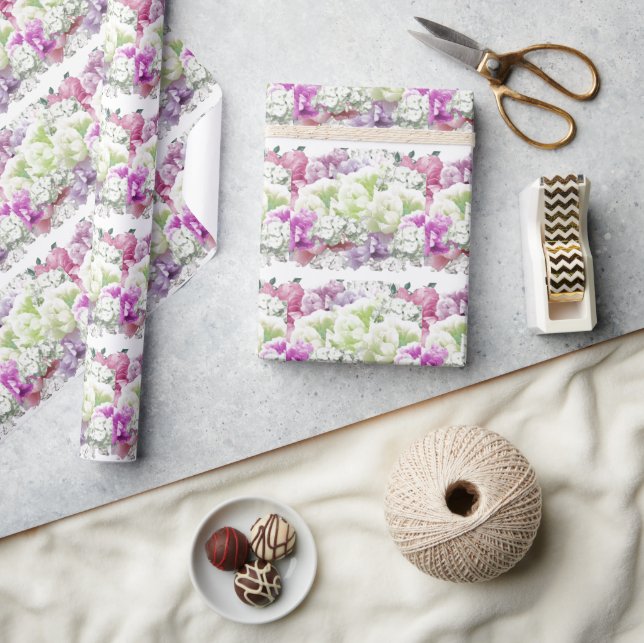 Bouquet mixto de papel envuelto de flores (Artesanía)