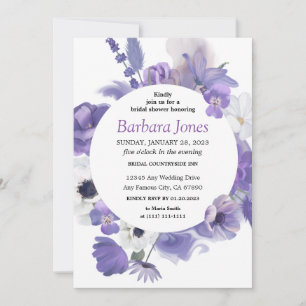 Bouquet morado floral Bridal Shower Invitación