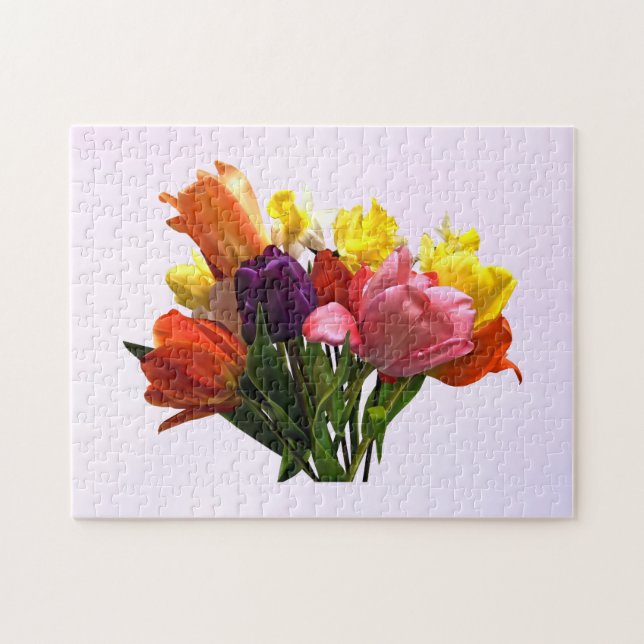 Bouquet primaveral con tulipanes y rompecabezas de (Horizontal)