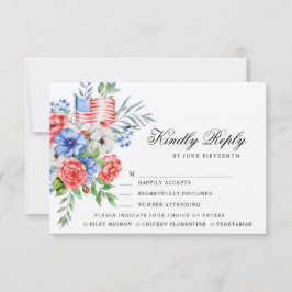 Bouquet rojo blanco y azul | Tarjeta RSVP de opcio