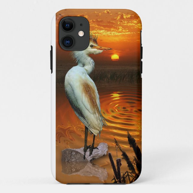 Bovino Egret & Sunset Fantasy iPhone 5 Funda (Reverso)