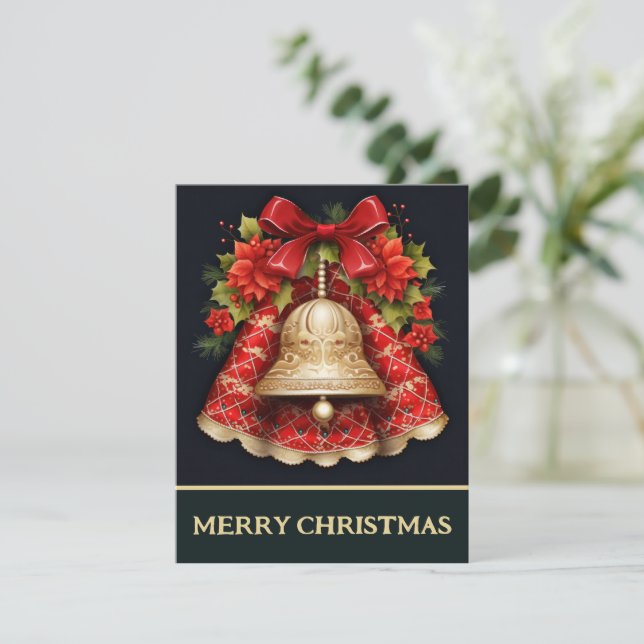 Bow And Bell - Tarjeta de Navidad (Anverso de pie)