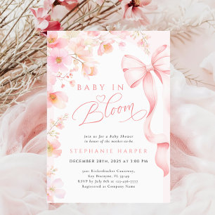 Bow Baby In Bloom Invitación Baby Shower