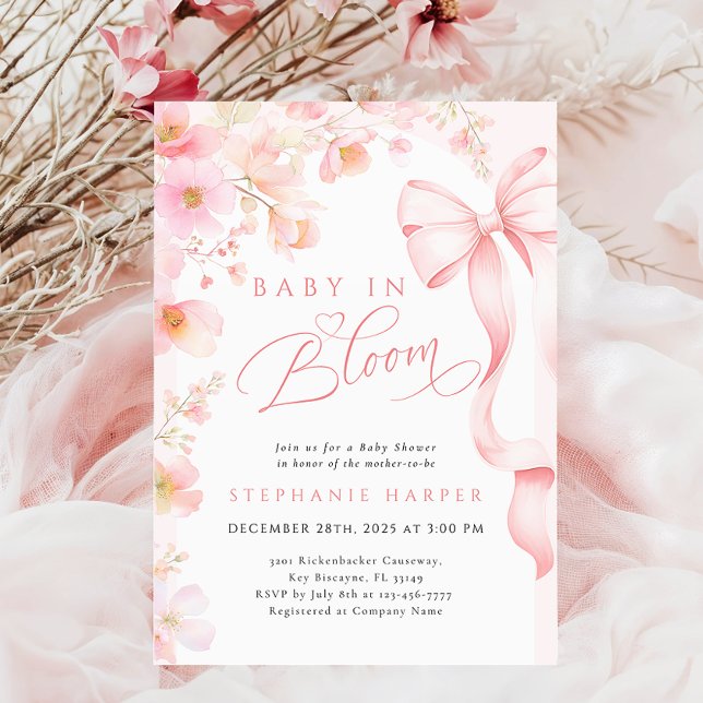 Bow Baby In Bloom Invitación Baby Shower (Subido por el creador)