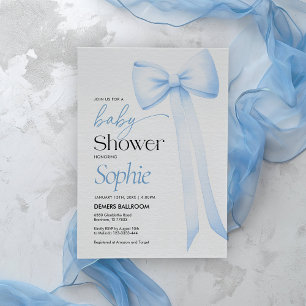Bow de Coquette Azul de Invitación de Baby Shower