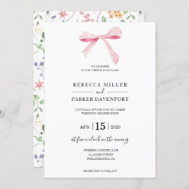 Bow floral elegante trendy Invitación a la boda