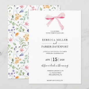 Bow floral elegante trendy Invitación a la boda