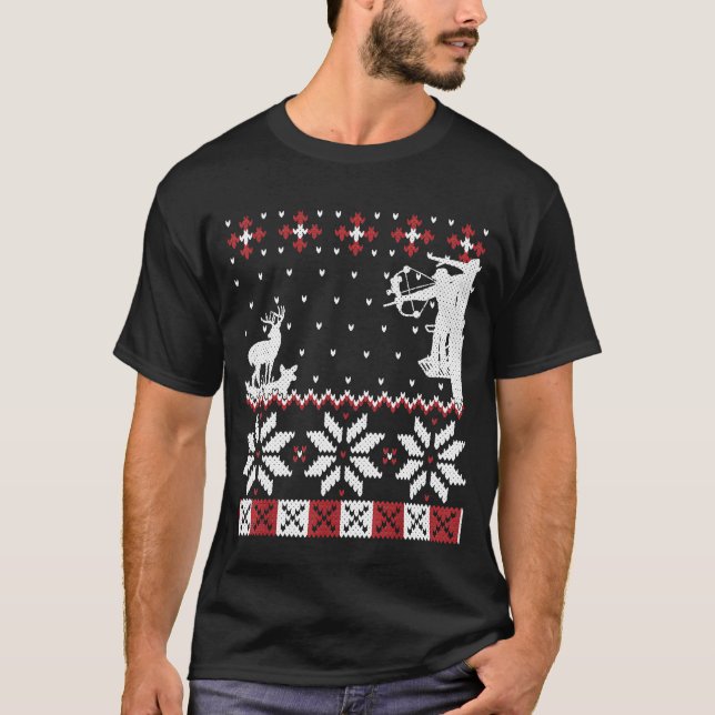 Bow Hunter Ugly Christmas Sweater Archery Deer Hun (Anverso)