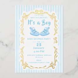 Bow Ribbon es un niño zapato azul invitación