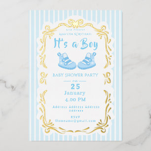 Bow Ribbon es un niño zapato azul invitación