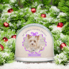 Bow Ribbon Glittering Memoria Mascota Foto Purple