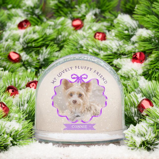 Bow Ribbon Glittering Memoria Mascota Foto Purple (Navidad)