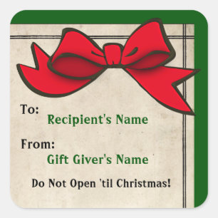 Bow Rojo (Personalizado) A-Desde Pegatina De Navid