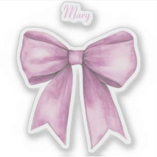 Bow rosado con Pegatina de vinílico de nombre