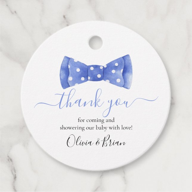 Bow Tie Baby Shower Gracias Etiqueta De Favor (Anverso)