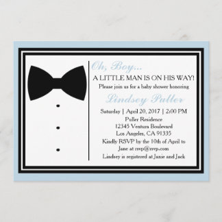Bow Tie Oh Boy Bebé Invitación a la ducha