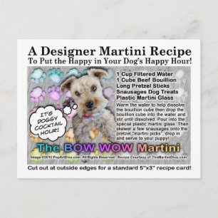 Bow Wow Martini para postales de receta de perros