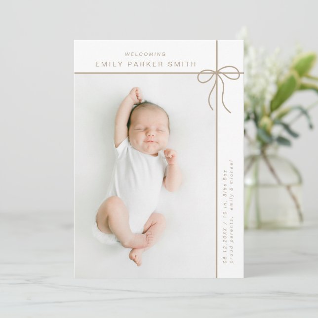 Bow y lines lindo retrato tarjeta fotográfica únic (Anverso de pie)