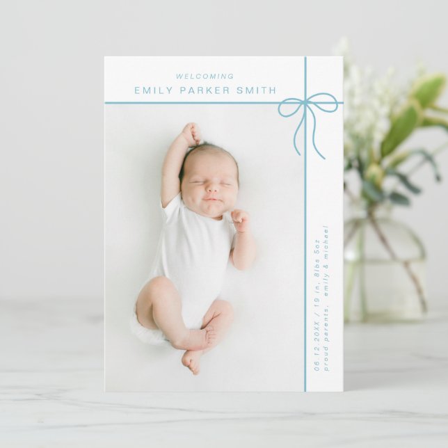 Bow y lines lindo retrato tarjeta fotográfica únic (Anverso de pie)