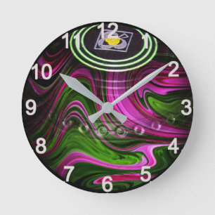 Bowl De Césped Verde Y Rosa, Reloj De Pared