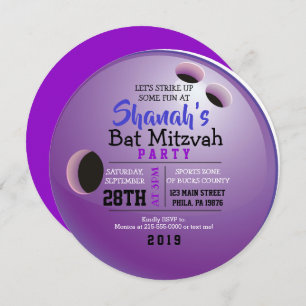 BOWLING BALL ROUND Bat Mitzvah Party Invitación