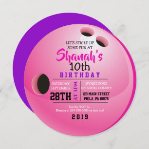 BOWLING BALL ROUND Birthday Party Invitación