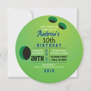 BOWLING BALL ROUND Birthday Party Invitación